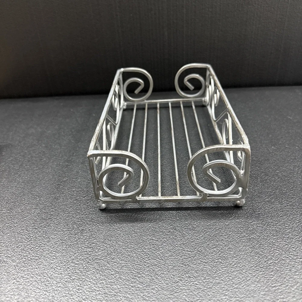 Guest Towel Holder Tray for Bathroom – Silver Napkin Holder for Disposable